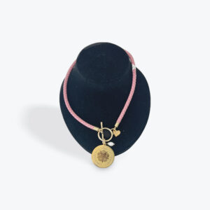 Braided Leather Necklace with Compass Medallion