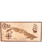 Engraved Wood Map of Cuba 22" x 10"