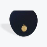 Gold-colored stainless steel (oro) Oval Pendant with Religious Motif and Rhinestone Border Saint Jude