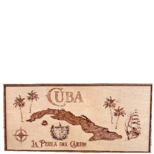 Engraved Wood Map of Cuba 22" x 10"