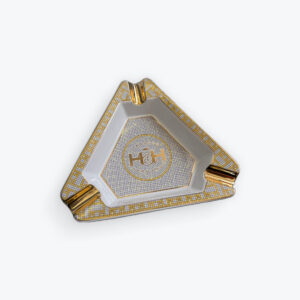 Triangular Ceramic Ashtray with Gold Accents – H Upmann Habana