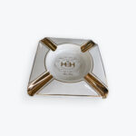 Square Ceramic Ashtray with Gold Accents – Habanos Hermanos