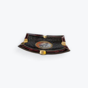 Black Embossed Ceramic Ashtray – Habanos Hermanos with Horse Design