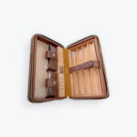Leather Travel Cigar Humidor Case with Cedar Wood Interior