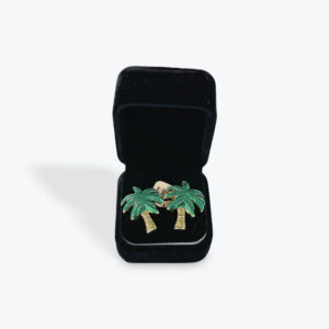 Palm Tree Cufflinks – Green and Gold Enamel Finish