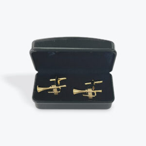 Trumpet Cufflinks – Gold Tone Brass Instrument Design