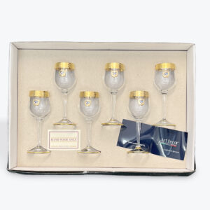 Gold-Rimmed Wine Glass Set – 6-Piece Art Decor, Made in Italy