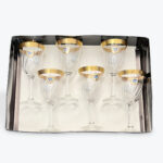 Twist-Stem Gold-Rimmed Wine Glass Set – 6-Piece with Cuban Emblem