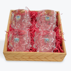Wavy Glass Cuban Emblem Tumbler Set – 4-Piece in Wood Box
