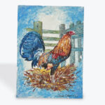 Gallo en la Cerca – Pintura de José Chacón