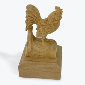Hand-Carved Wood Rooster Figurine