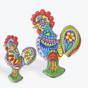 Colorful Papier-Mâché Roosters