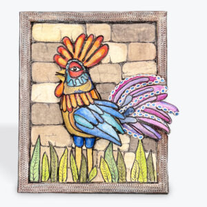 Framed Papier-Mâché Rooster Wall Art