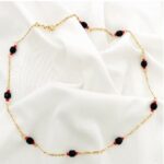 Azabache Necklace with Corals. Gold Filled 14" Long