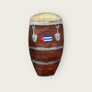 Papier-Mâché Conga Drum with Cuban Flag
