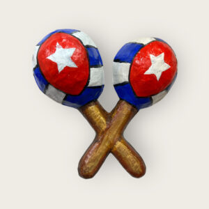 Papier-Mâché Maracas with Cuban Flag Design