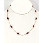 Azabache Necklace with Coral Beads 18" Long Gold Filled