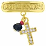 Dios Me Bendiga Baby Pin with Cross and Azabache Gold Filled