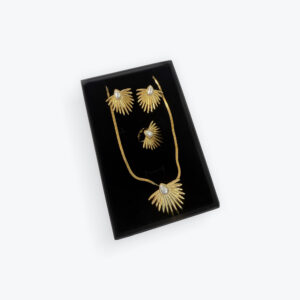 Sunburst Pearl Jewelry Set – Necklace, Earrings & Ring