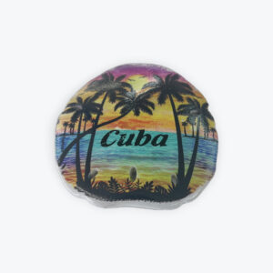 Painted Cuba Sunset Magnet on Stone