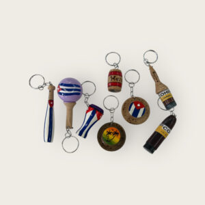 Cuban Wooden Keychains – Hand-Painted Souvenir Collection (Assorted Designs)