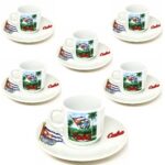 Cuban Palm Trees Demitasse Set – 6 Cups and Matching Saucers