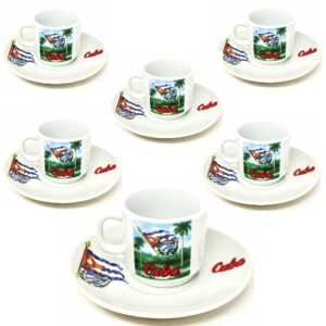 Cuban Palm Trees Demitasse Set – 6 Cups and Matching Saucers