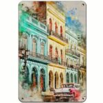 Old Havana Street View 1950s Metal Poster – 8" x 12"
