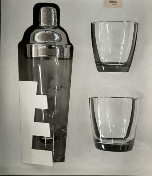 Cocktail Shaker Gift Set with Two Glasses – Palm Tree Design