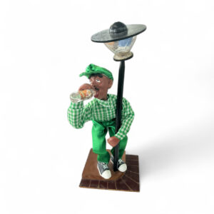 Cuban Handmade Figurine “El Borracho” with Lamppost