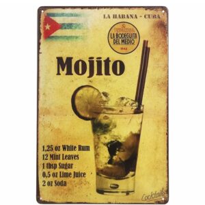 Mojito Recipe Vintage Metal Poster – 8" x 12"