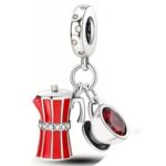Cuban Coffee Maker and Cup Silver Charm
