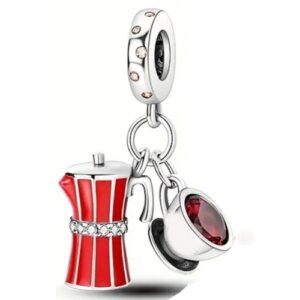 Cuban Coffee Maker and Cup Silver Charm