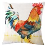 Water Color Rooster Throw Pillow 18" x 18"