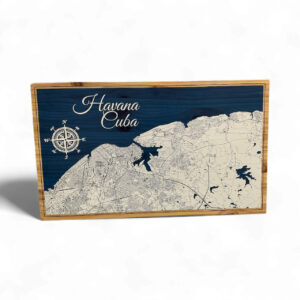 Havana Cuba Map (38 x 22) – Wood Wall Art