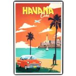 Havana's Malecon Vintage Scene Metal Poster 8" x 12"
