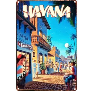 Havana Street Vintage Scene Metal Sign 8" x 12"