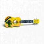 Miniature Painted Guitar Magnet – Yellow Palm Design