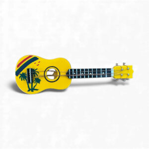 Miniature Painted Guitar Magnet – Yellow Palm Design