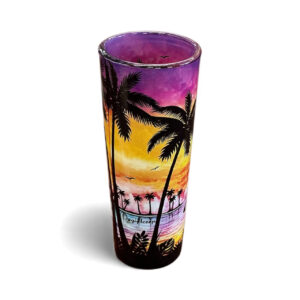 (4”) Cuba Sunset Shooter Glass – Palm Tree Design