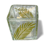 (2.25”) Square Glass Shot Glass with Palm Leaf Design