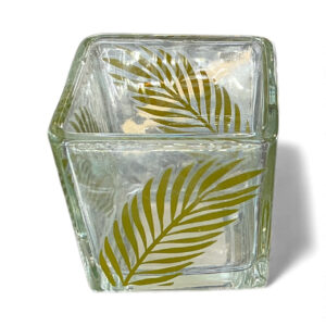 (2.25”) Square Glass Shot Glass with Palm Leaf Design