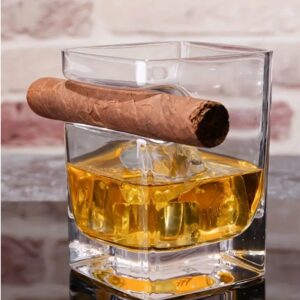 Whiskey Glass with Cigar Holder