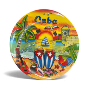 (7.5”) Ceramic Plate Decorative Souvenir – Vibrant Tropical Design