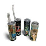 Stainless Steel Tumbler With Straw – 8” Tall (Various Cuban Designs)