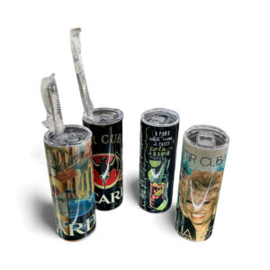 Stainless Steel Tumbler With Straw – 8” Tall (Various Cuban Designs)
