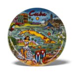 (8.5”) Cuba Decorative Plate – Map & Cultural Icons