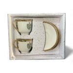 Cuban Coat of Arms Espresso Set – 2 Cups & 2 Saucers (Gold Trim)