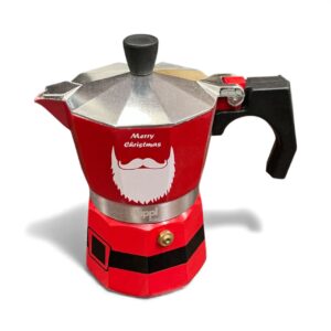 Santa Christmas Moka Pot – Red Holiday Coffee Maker