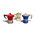 Moka Pot Espresso Maker – Multiple Colors (Red, Cream & Blue)